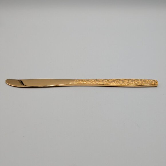 Americana Golden Heritage Flatware Golden Scroll 8 Dinner Knives 8" Vintage - Picture 6 of 9